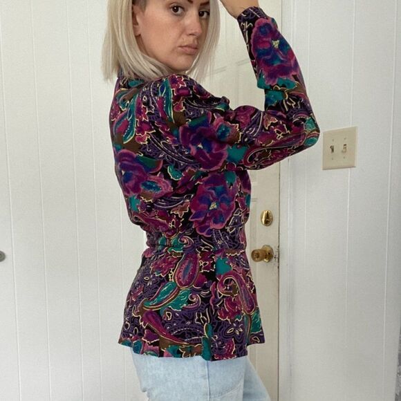 Vintage IN Group LTD Wrap Top Shirt Floral 12 - Picture 3 of 8